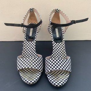 Vintage Dries Van Noten Checkered Sandal Heel Size 40